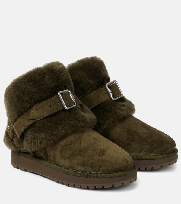 Burberry Shearling-trimmed suede ankle boots