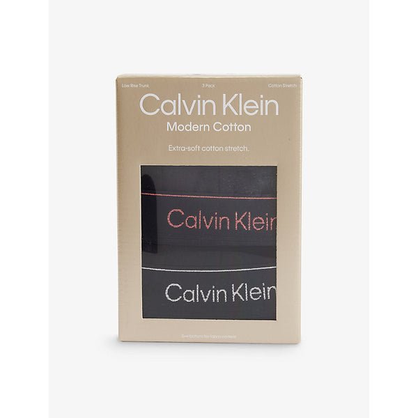 Calvin Klein Branded waistband pack of three stretch-cotton trunks