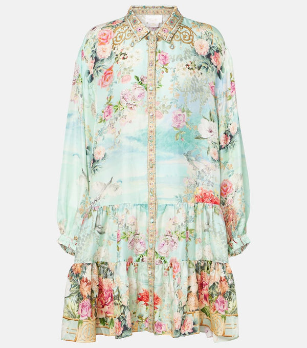 Camilla Floral silk twill shirt dress