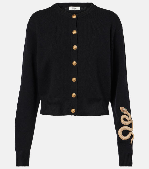 Chloé Embroidered wool and cashmere cardigan