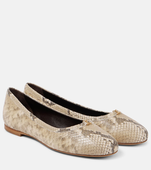 Chloé Marcie snake-effect leather ballet flats