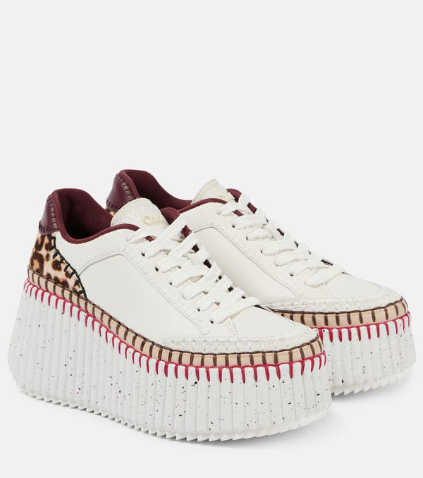 Chloé Nana studded leather wedge sneakers