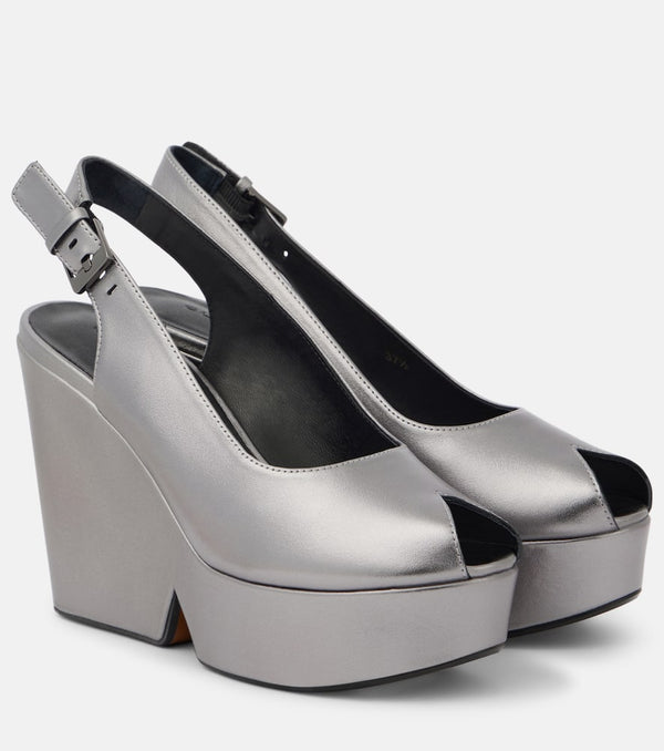 Clergerie Dylan metallic leather wedge sandals