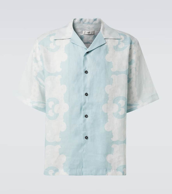 Commas Paradise Floral linen bowling shirt