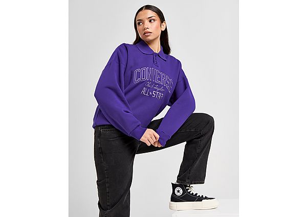 Converse Retro Button Crew Sweatshirt  Blue