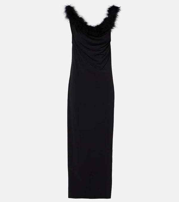 Coperni Boa feather-trimmed maxi dress