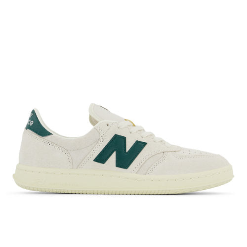 New Balance Men's T500 in White/Green/Beige Leather, 