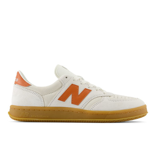 New Balance T500 in White Orange Grey Beige Leather