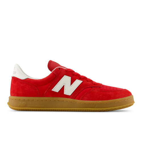 New Balance T500 in Red White Grey Beige Leather