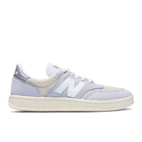 New Balance T500 in Grey Beige Purple White Suede Mesh
