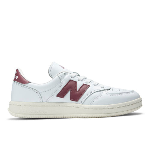 New Balance T500 in White Red Leather