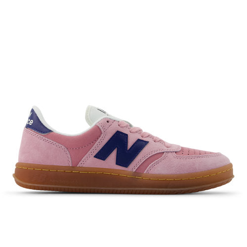 New Balance T500 in Pink Blue Suede Mesh