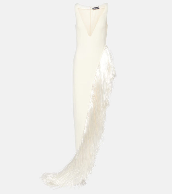 David Koma Fringed asymmetric gown