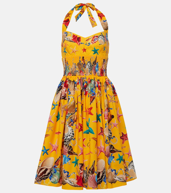 Dolce & Gabbana Capri printed shirred cotton midi dress