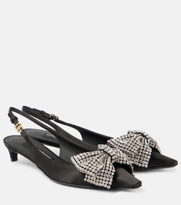 Dolce & Gabbana Embellished satin slingback pumps