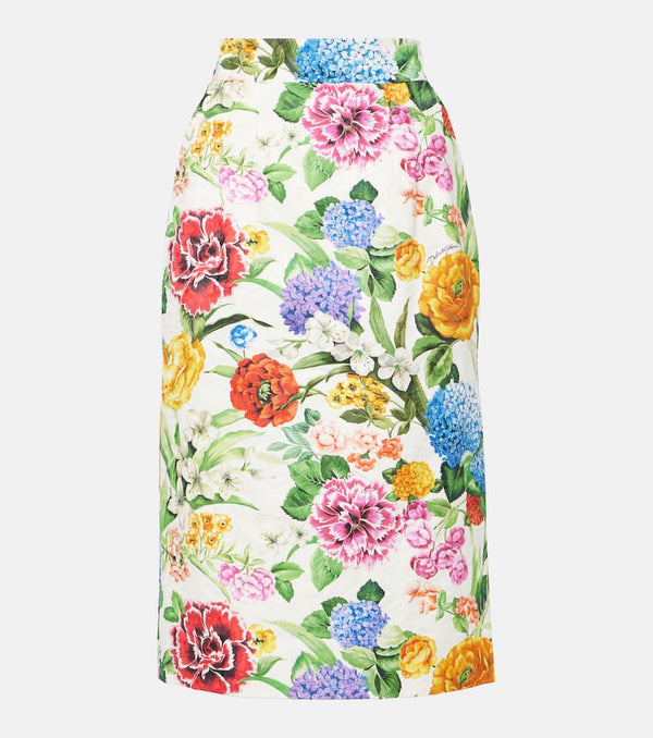 Dolce & Gabbana Floral cotton brocade pencil skirt