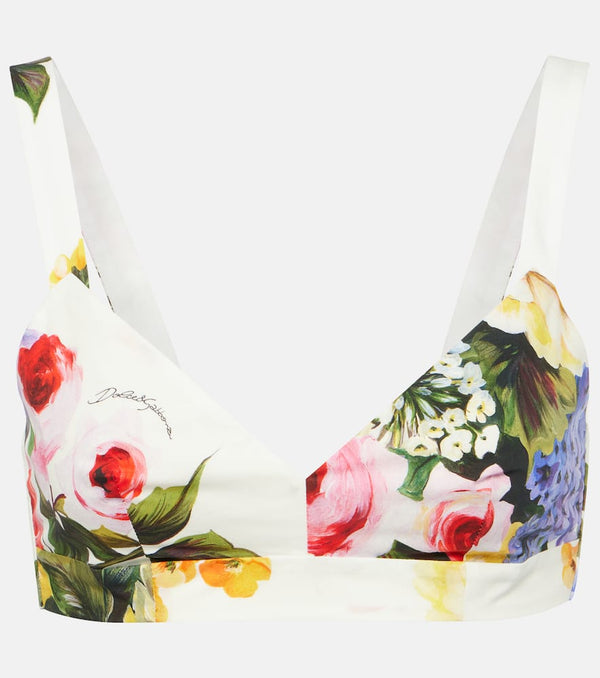 Dolce & Gabbana Floral cotton poplin bra top