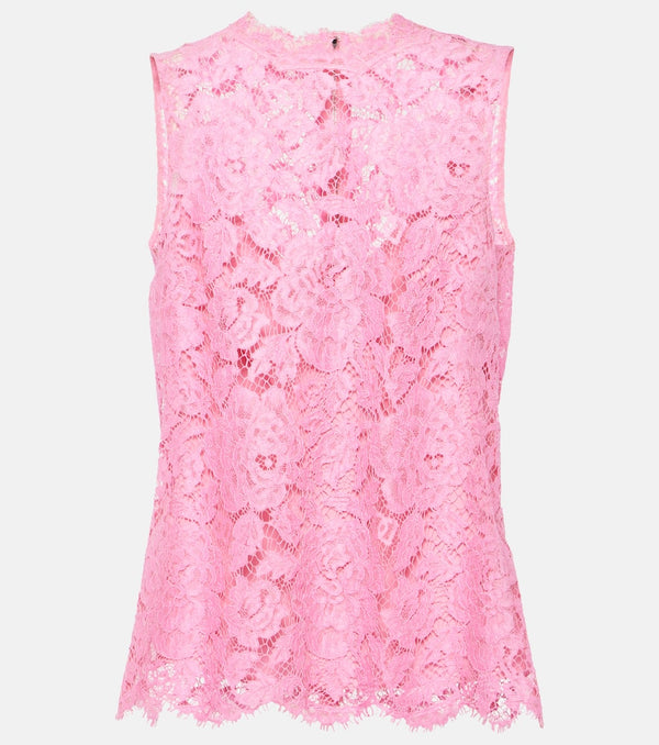 Dolce & Gabbana Floral crepe de chine lace top