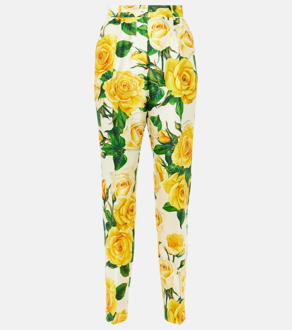 Dolce & Gabbana Floral high-rise silk-blend straight pants