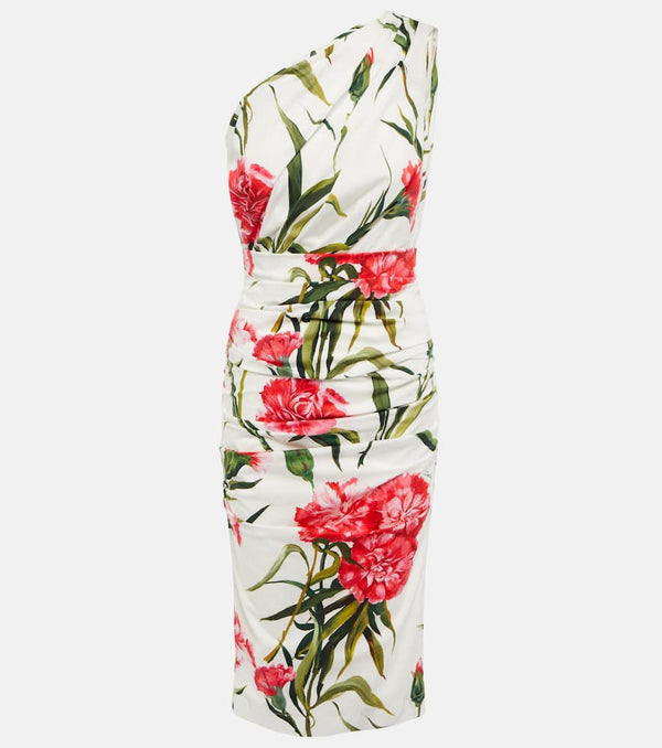 Dolce & Gabbana Floral one-shoulder cotton-blend midi dress