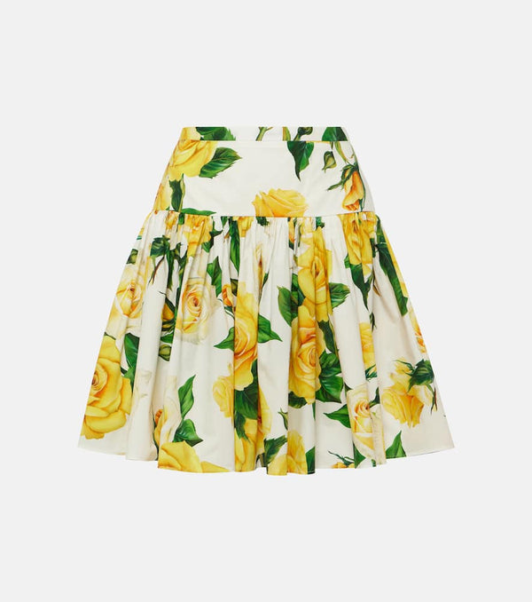 Dolce & Gabbana Floral pleated cotton poplin miniskirt