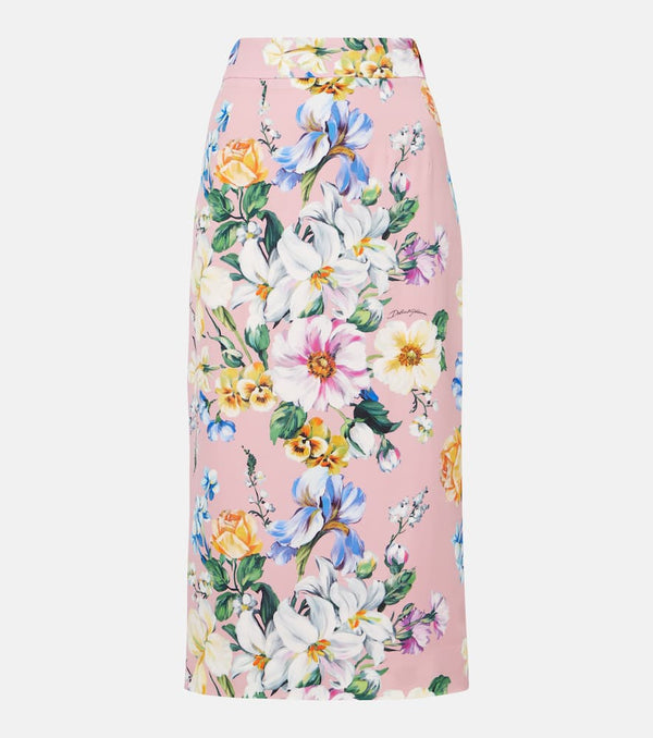 Dolce & Gabbana Floral silk-blend pencil skirt