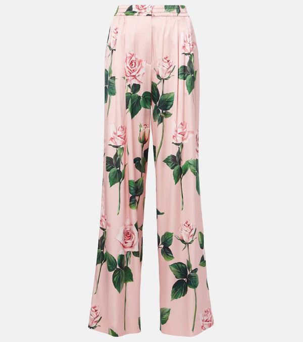 Dolce & Gabbana Floral silk-blend satin palazzo pants