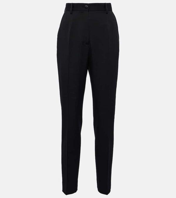 Dolce & Gabbana High-rise wool and silk slim pants