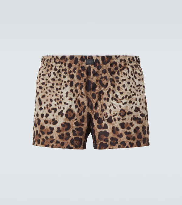 Dolce & Gabbana Leopard-print swim trunks