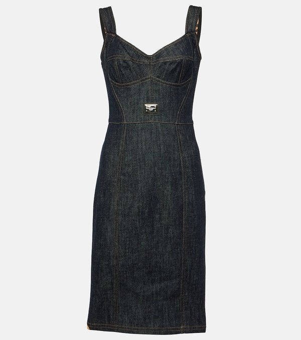 Dolce & Gabbana Logo embroidered denim midi dress