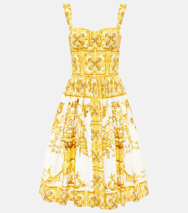 Dolce & Gabbana Majolica cotton poplin bustier dress