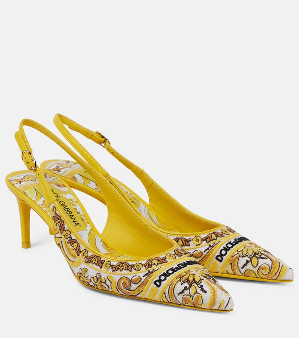 Dolce & Gabbana Majolica embroidered slingback pumps