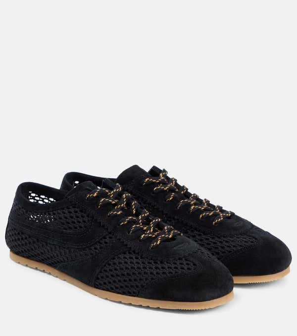 Dries Van Noten Suede-trimmed mesh sneakers