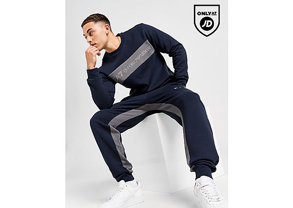 EA7 Emporio Armani Colour Block Crew Sweatshirt  Navy