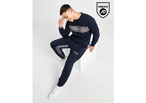 EA7 Emporio Armani Colour Block Joggers  Navy