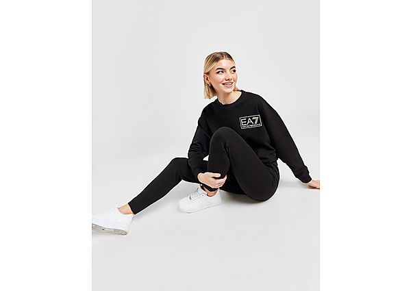 EA7 Emporio Armani Sparkle Box Logo Sweatshirt/Leggings Set  Black