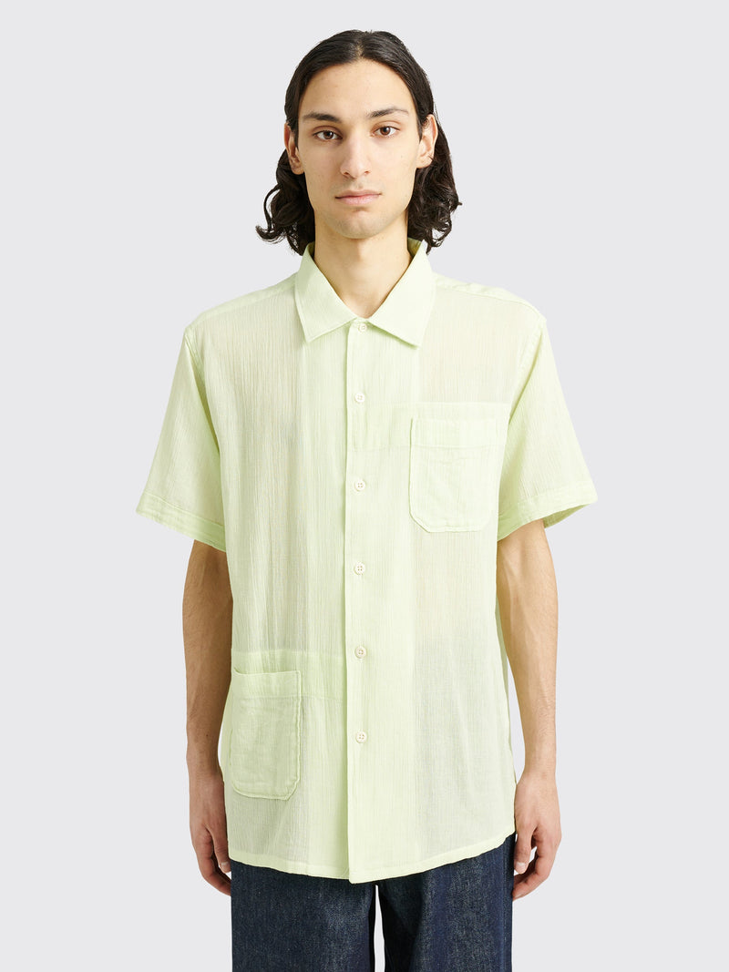 Engineered Garments Cotton Crepe Camp Shirt Lime