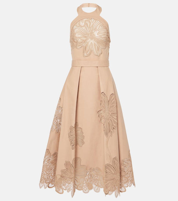 Elie Saab Embroidered gabardine midi dress