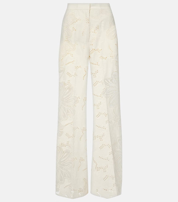 Elie Saab Embroidered high-rise wide-leg pants