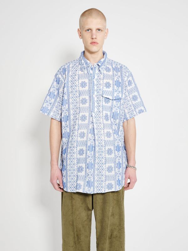 Engineered Garments Popover BD Shirt Blue White CP Embroidery