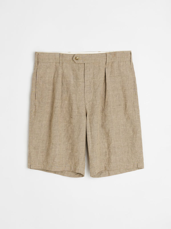 Engineered Garments Sunset Short Beige Linen Glen Plaid