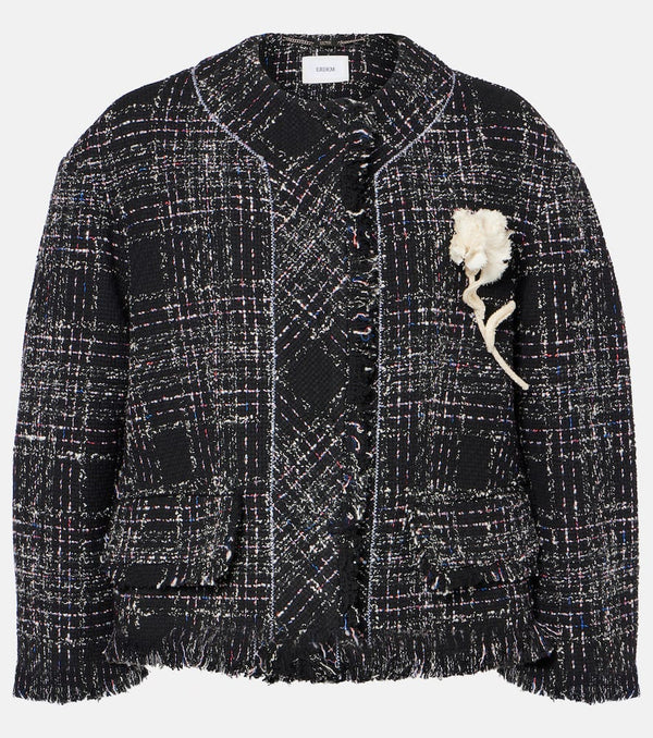 Erdem Cropped cotton-blend tweed jacket