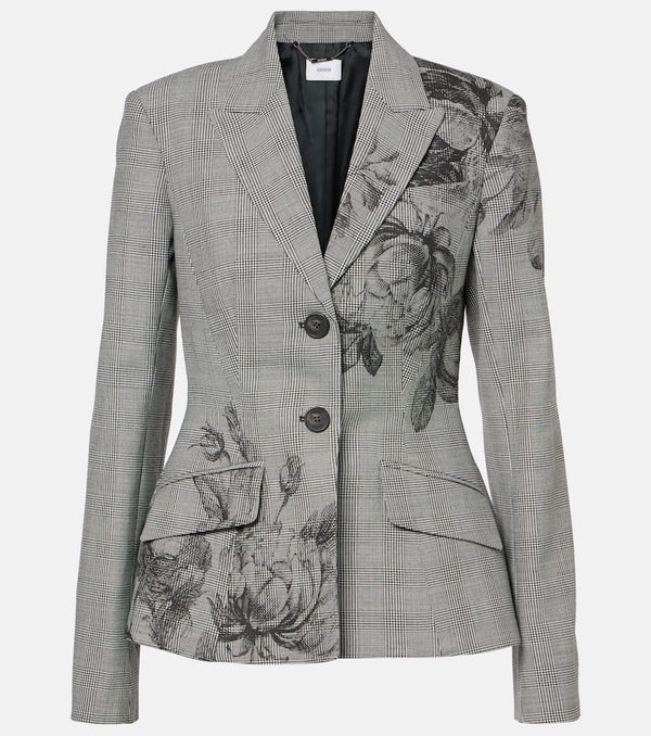 Erdem Prince of Wales check floral blazer