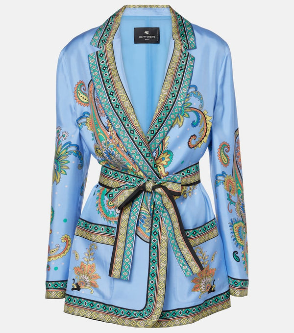 Etro Paisley silk twill wrap blazer