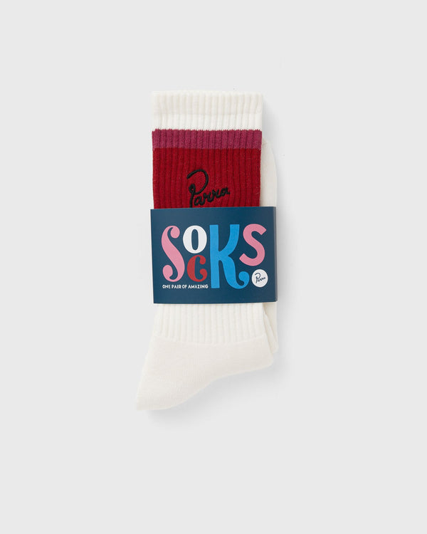 By Parra SIGNATURE STRIPED CREW SOCKS red|white
