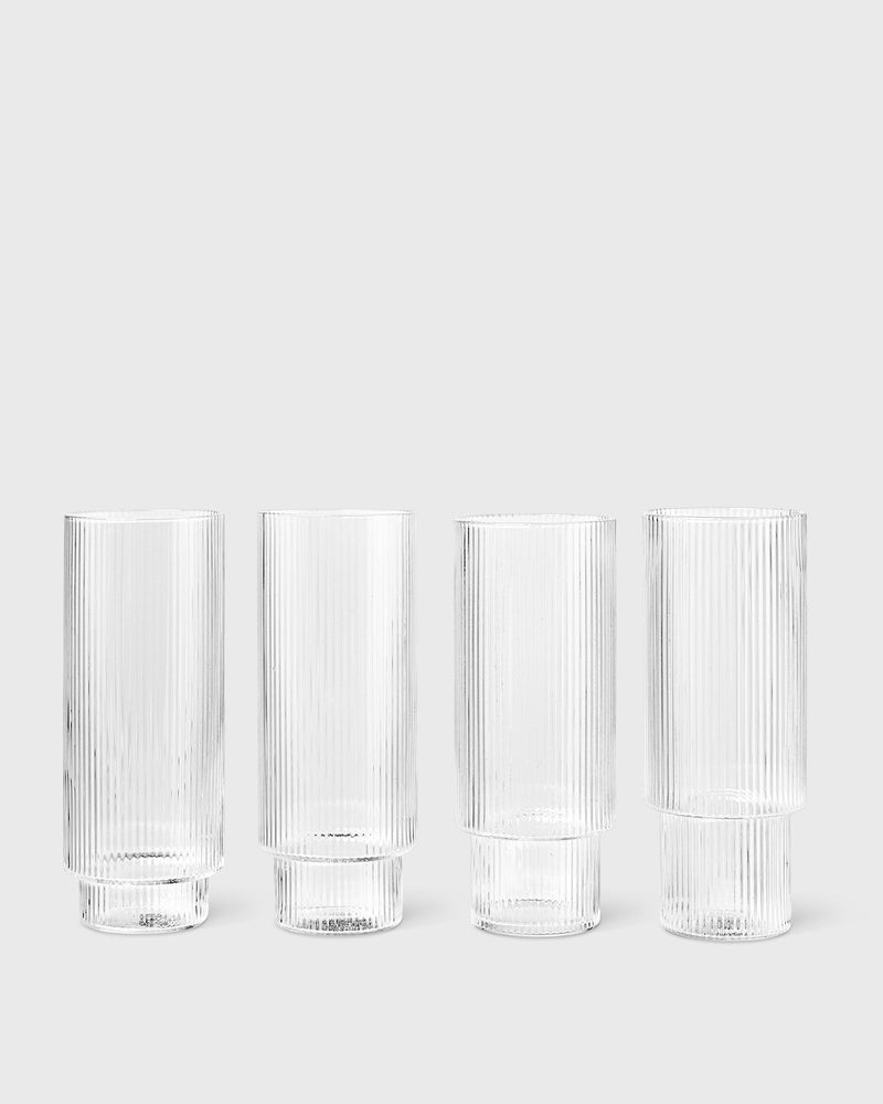 Ferm Living Ripple Long Drink Glasses - Set Of 4