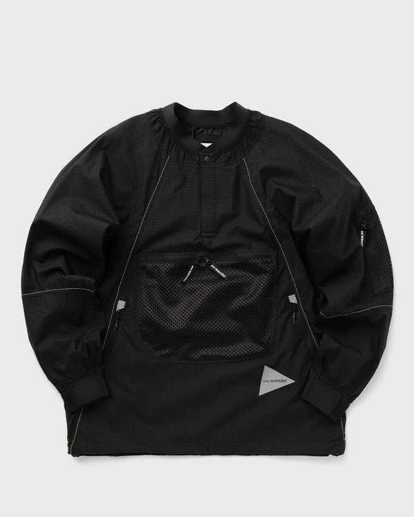 And Wander BREATH RIP PULLOVER JACKET black