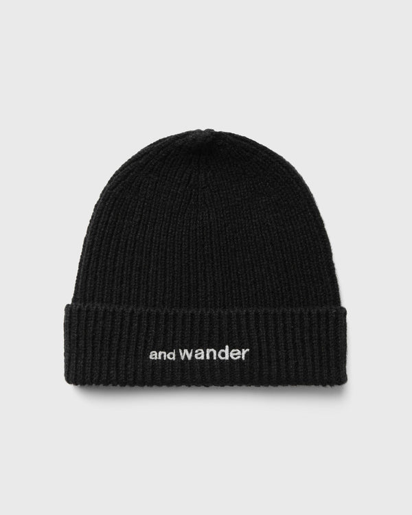 And Wander Shetland wool knit cap black