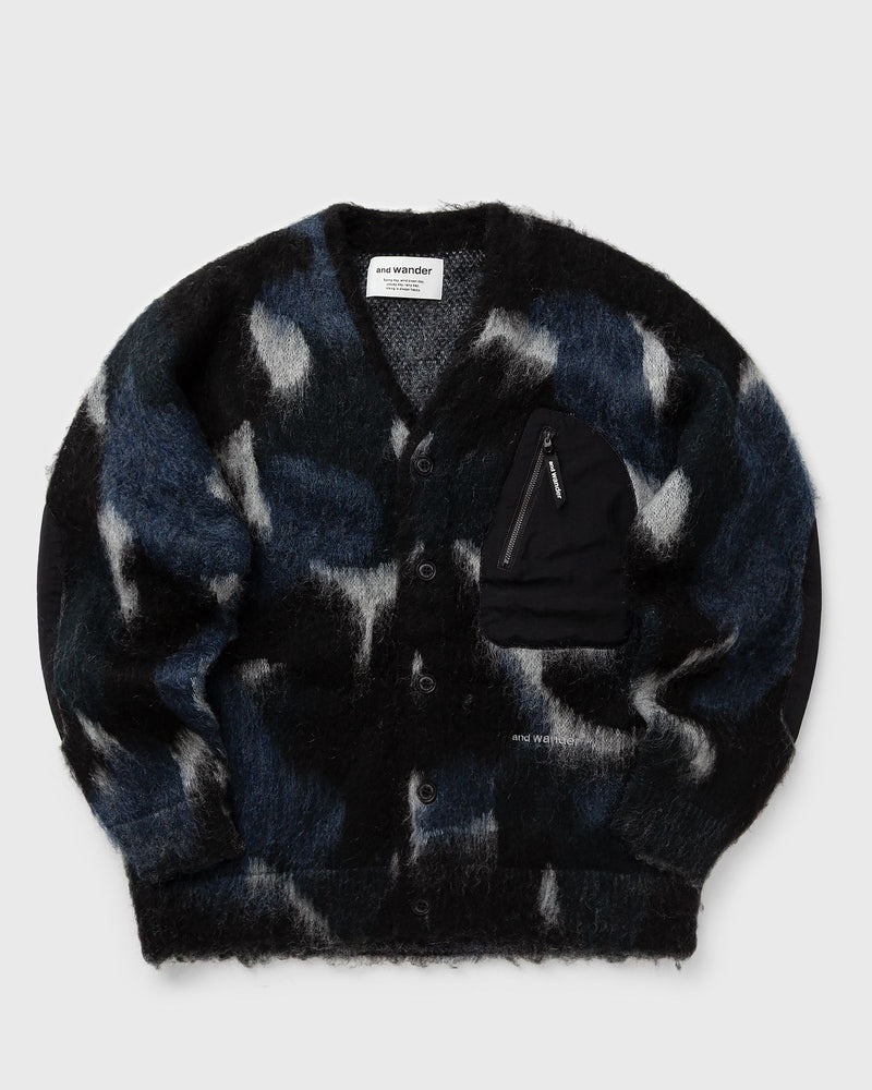 And Wander Mix Color Shaggy Knit Cardigan black