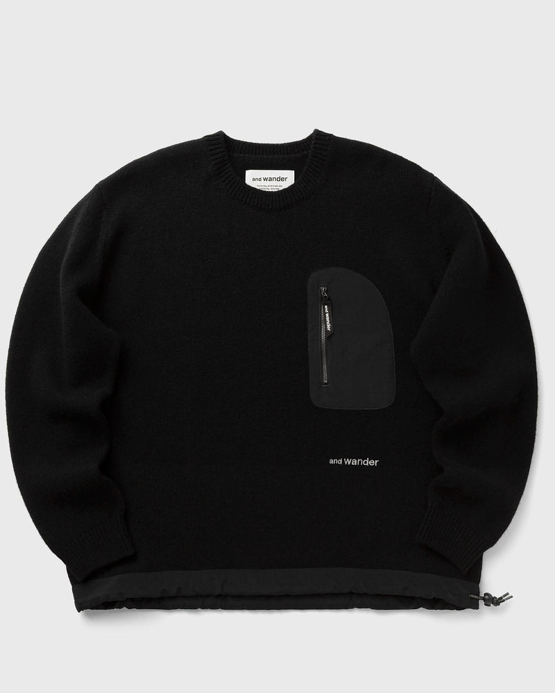 And Wander Shetland Wool Sweater black